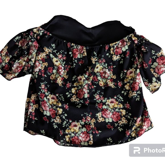 Women's NWT Windsor off shoulder floral top, black/multi, size S - Picture 3 of 3